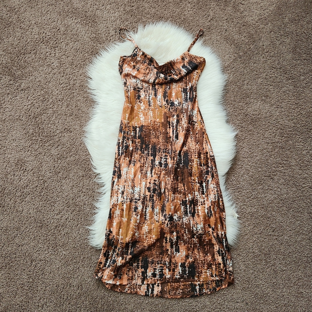 Brown Spaghetti Strap Maxi Dress